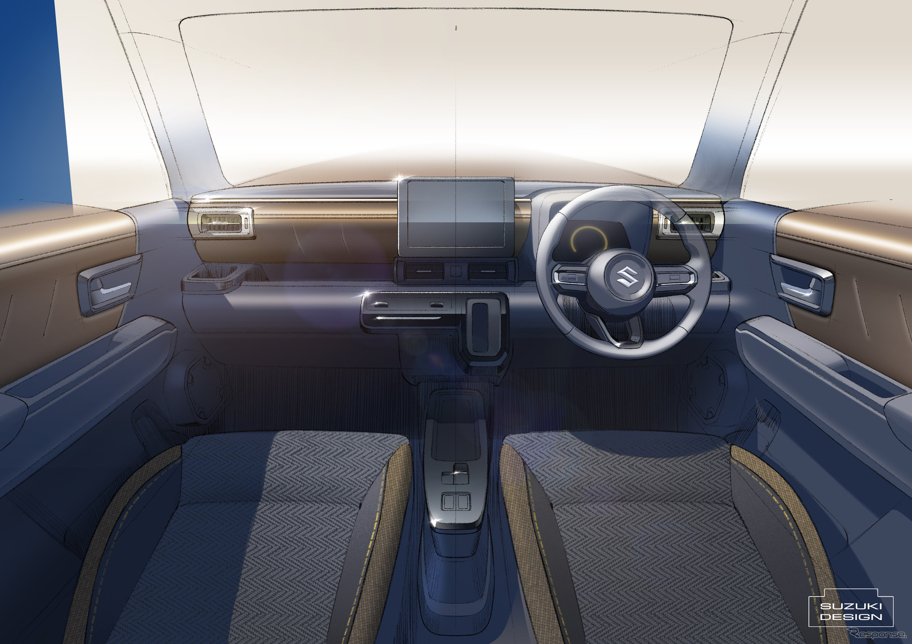 スズキ クロスビー 改良新型のインテリア（デザインスケッチ）