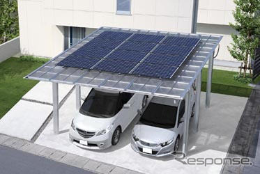 三協立山、太陽光発電システムを搭載したカーポートを開発