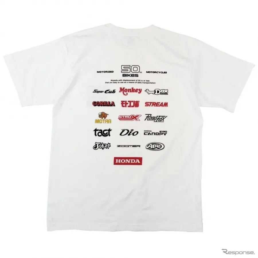 ホンダの50ccの名車たちのロゴを集めた特別Tシャツ「50cc BIKES」