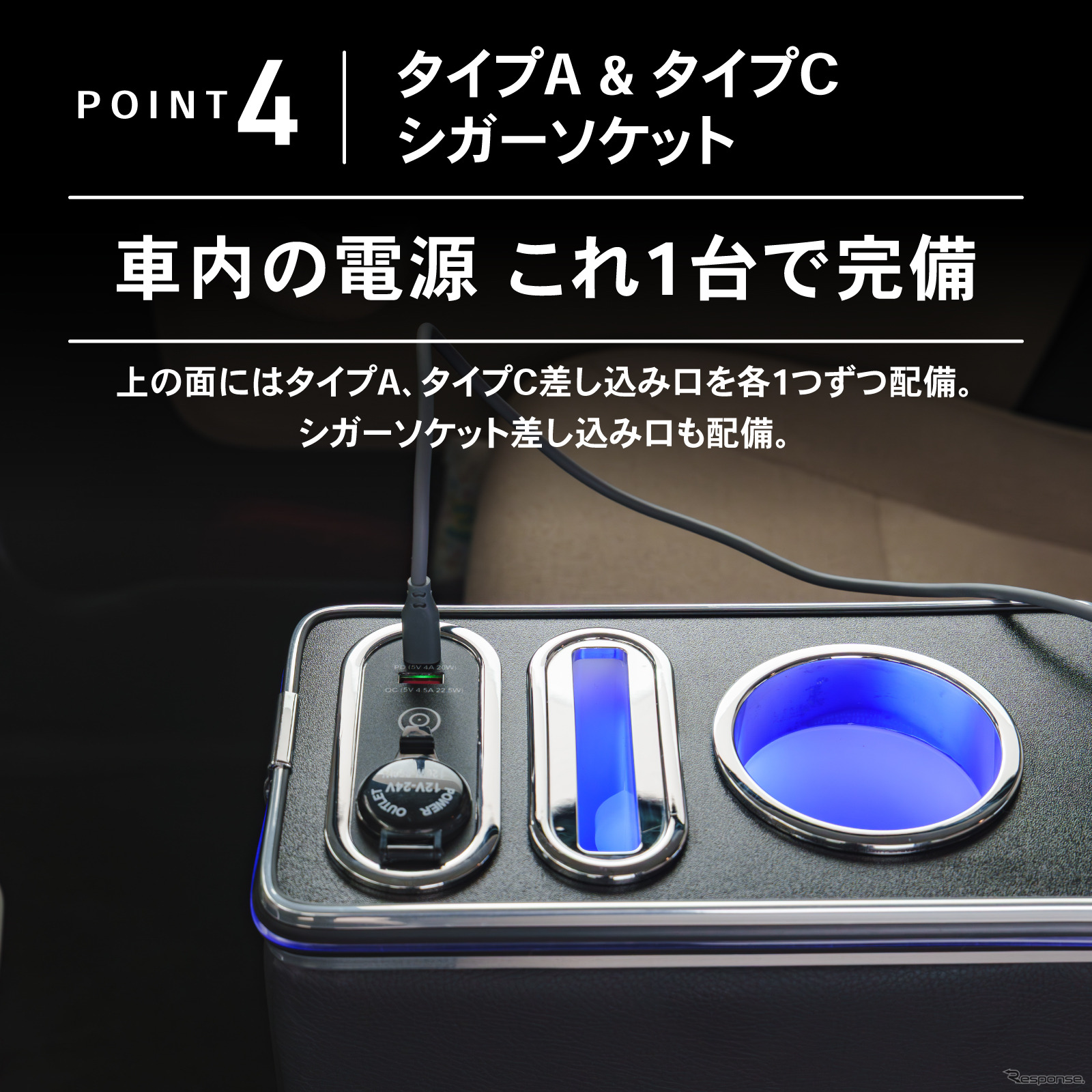 クラフトワークスのダイハツ『ムーヴキャンバス』専用LEDアームレスト/コンソールボックス