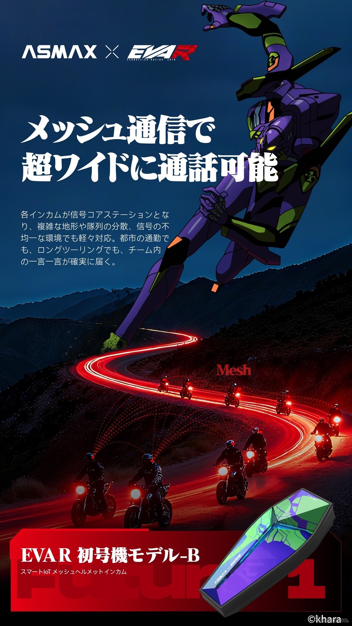 ASMAXとEVA RACINGがコラボした次世代スマートIoTヘルメットインカム「EVA R モデル」