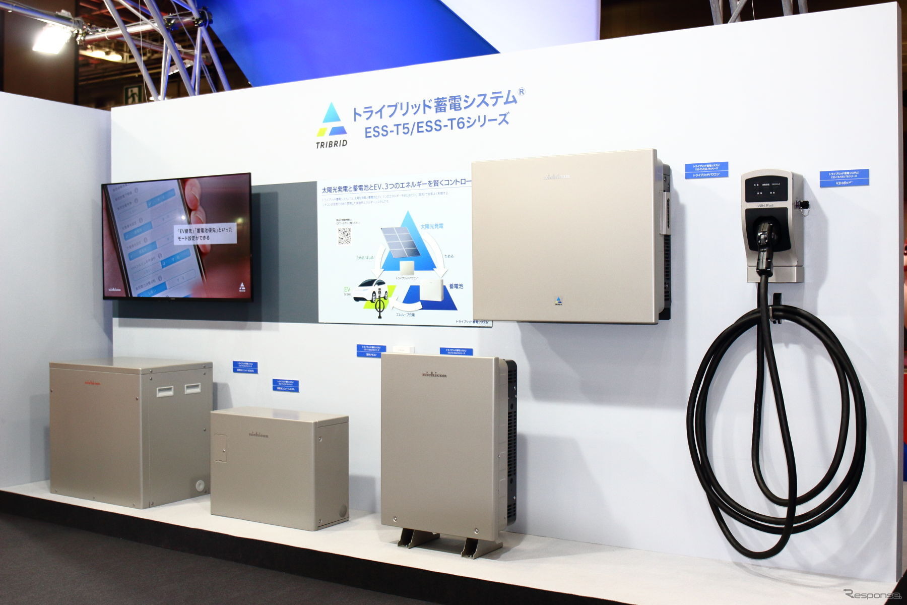 ニチコンのトライブリッド蓄電システム（ジャパンモビリティショー2025）