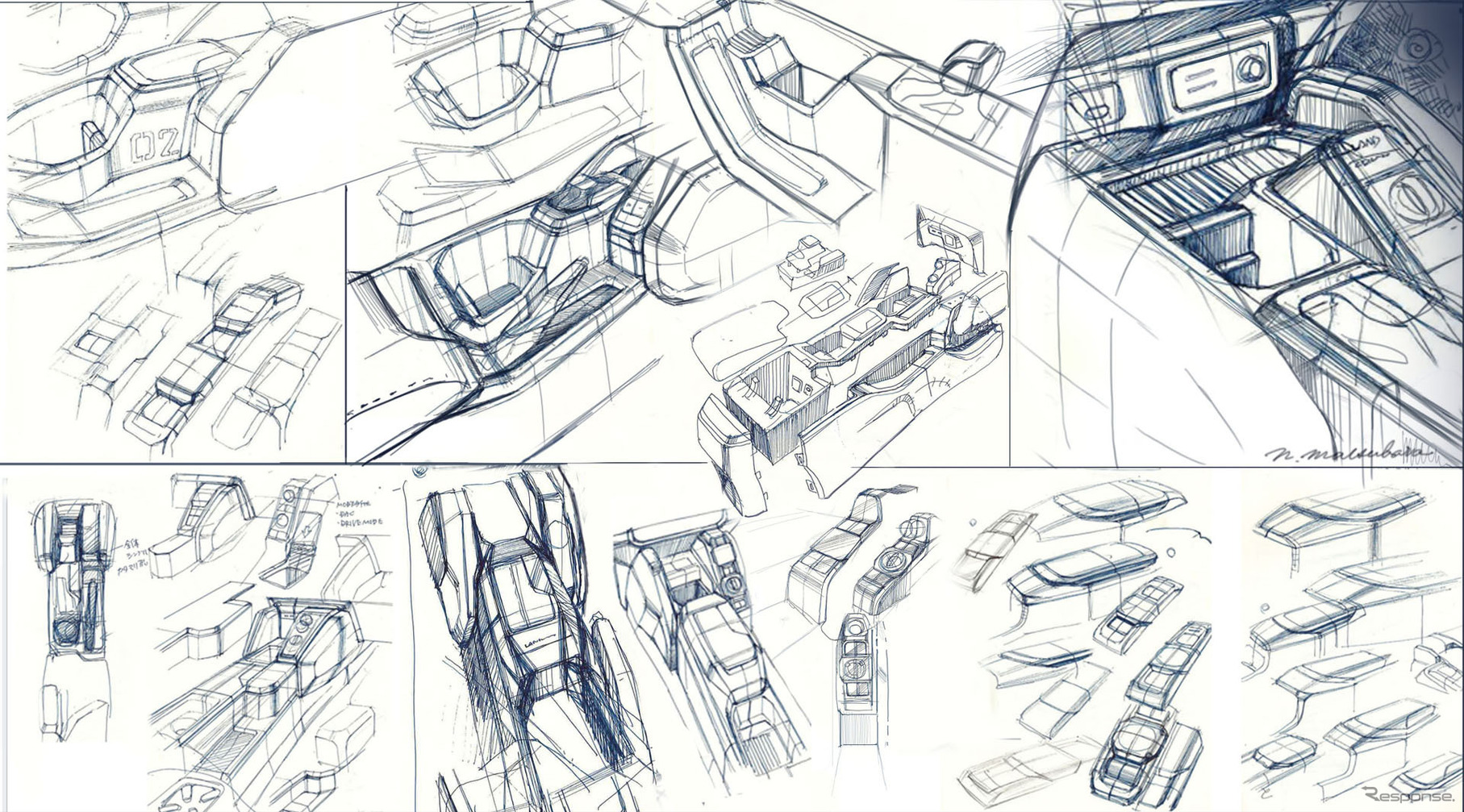 トヨタ ランドクルーザーFJのインテリアデザインスケッチ