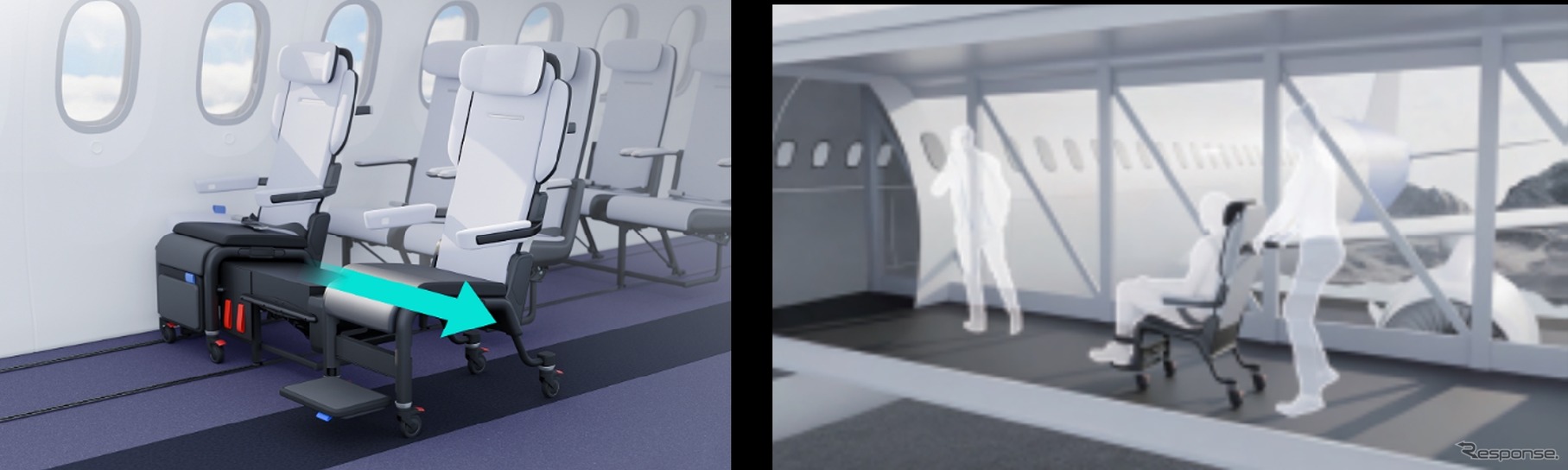 航空機座席＋機内用車いす 一体型航空機シート「ウェルボヤージュ・シート」