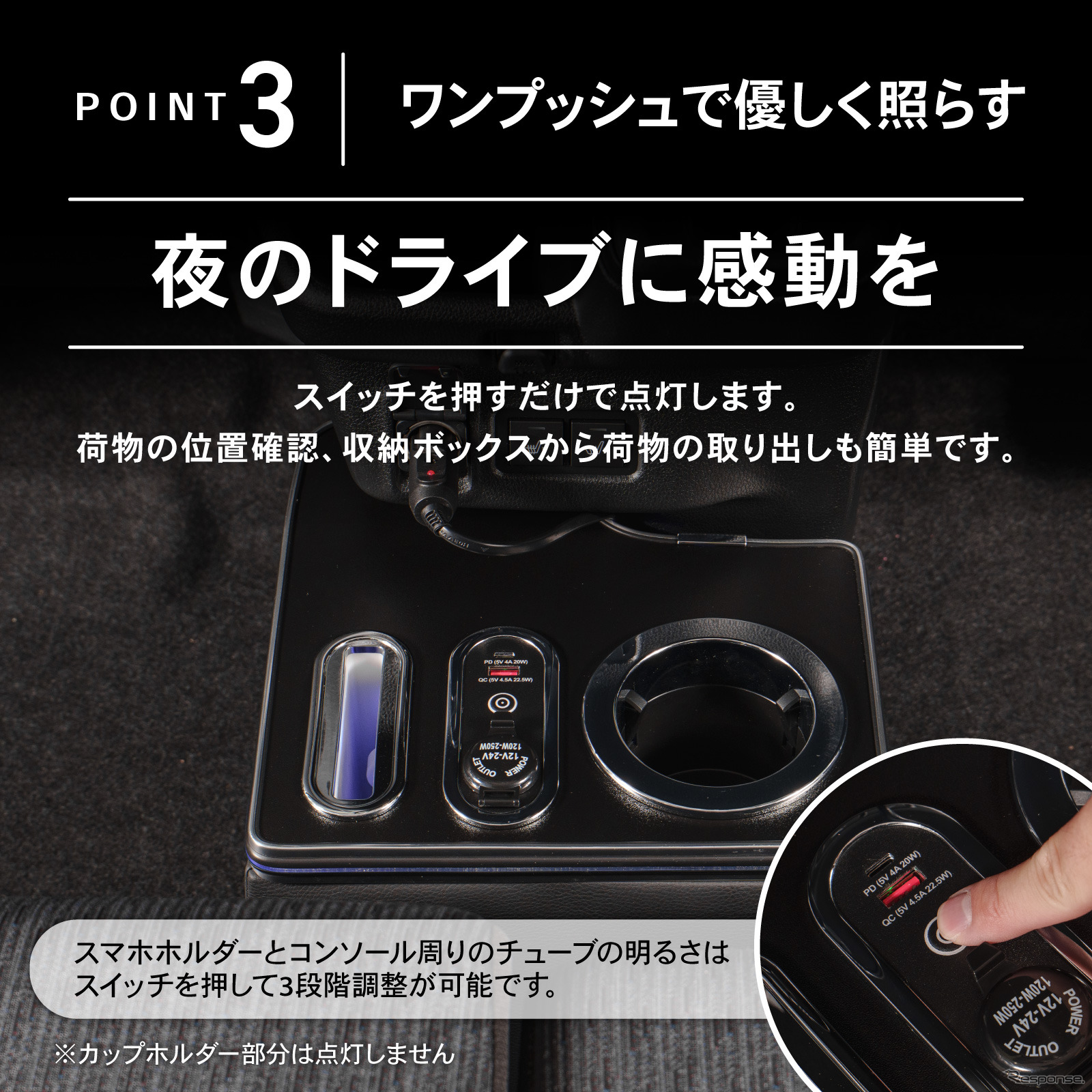 クラフトワークスの新型ダイハツ『ムーヴ』専用LEDコンソールボックス