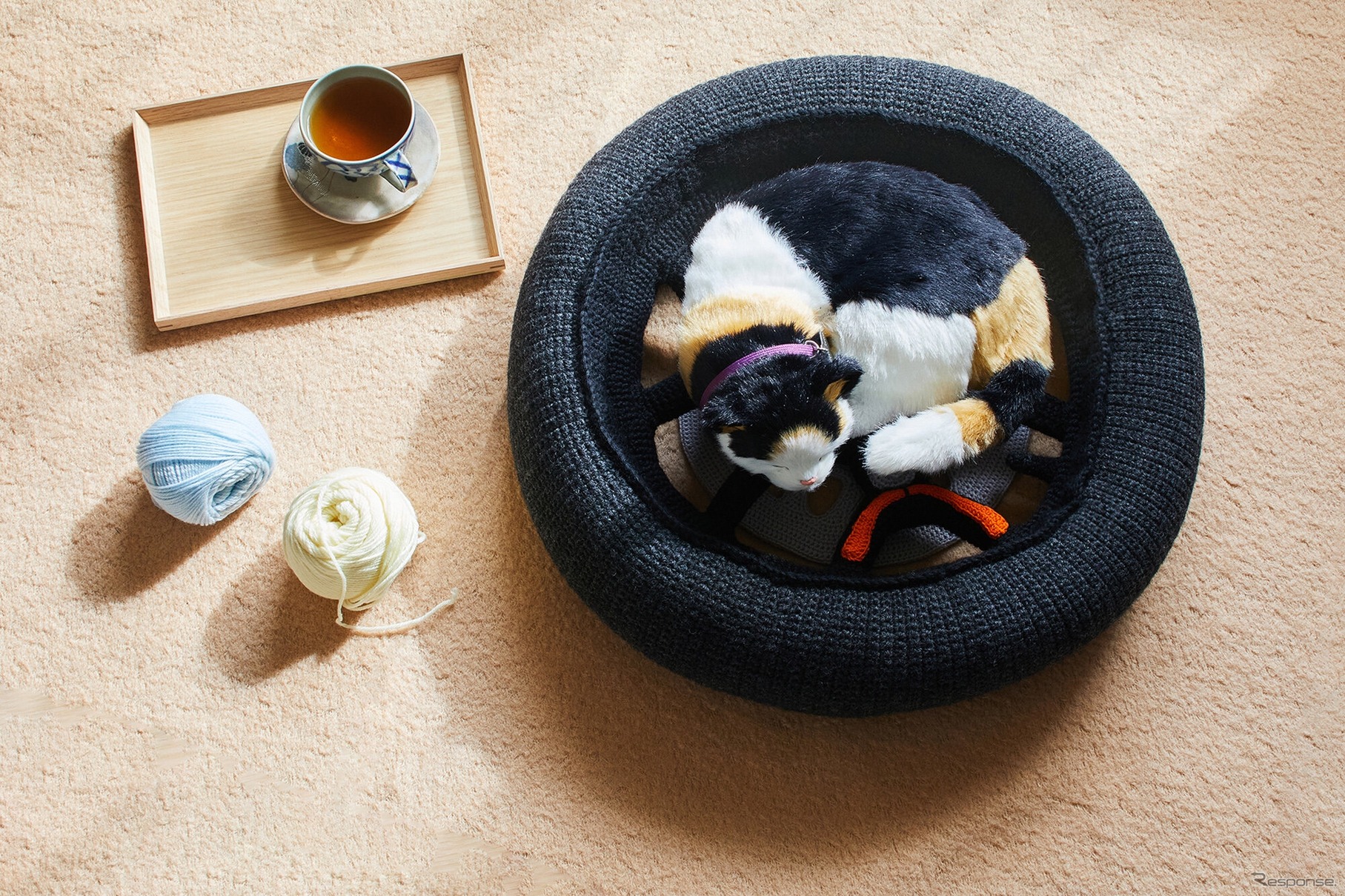 実物大の“あみぐるみ”で再現されたヤマハ『トリシティ300』のフロントタイヤ