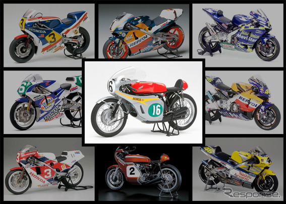 1966年に世界選手権を制した RC166（中央）は貴重な実車も登場する