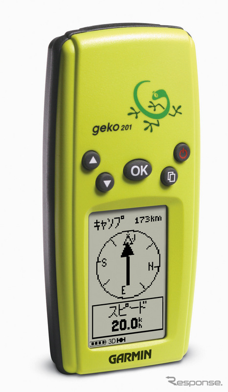 geko201　廉価版のGPSロガーだが、環粋なナビゲーションや白地図ベースの作図など機能は充実している。