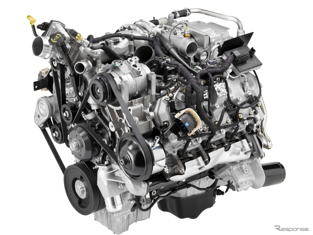 シカゴモータショーに出展されたV8ターボディーゼルエンジン。バイオ燃料にももちろん対応する