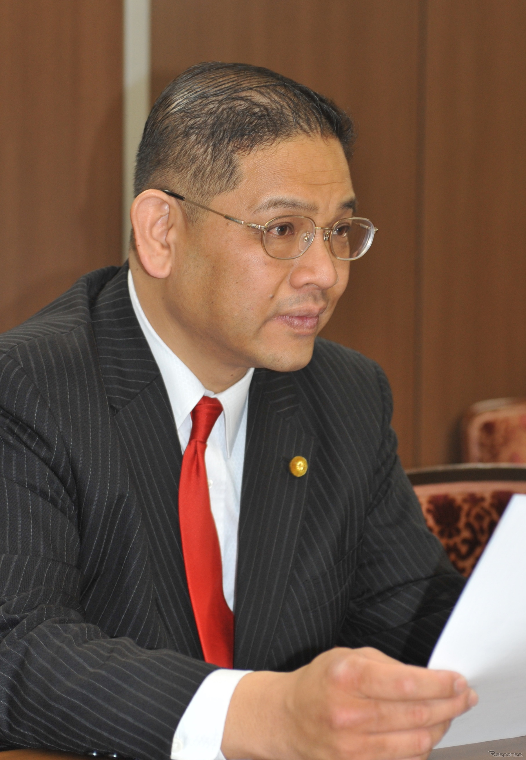 前田雄吉二輪車ユーザー議連参与　撮影＝石田信一郎