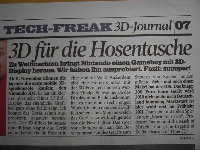 ドイツの新聞が「ニンテンドー3DS」の発売日をスクープ ドイツの新聞が「ニンテンドー3DS」の発売日をスクープ