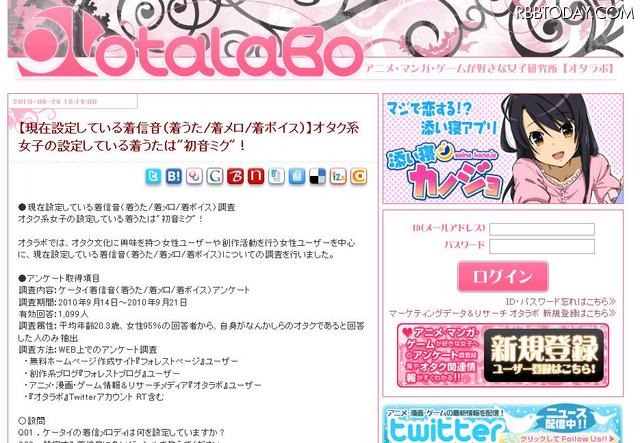 初音ミク、嵐、シド……“オタク女子”たち支持される着信音は？ 調査を行った「オタラボ」