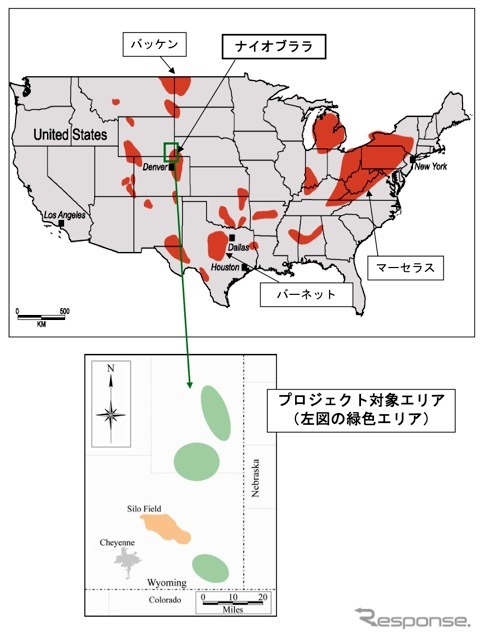 米国におけるシェールガスおよびシェールオイルのプレイエリア