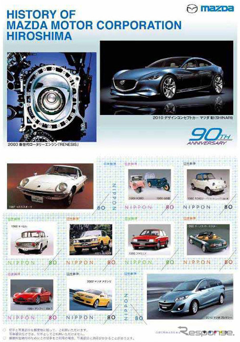 オリジナルフレーム切手『HISTORY OF MAZDA MOTOR CORPORATION HIROSHIMA（ミニカー付）』