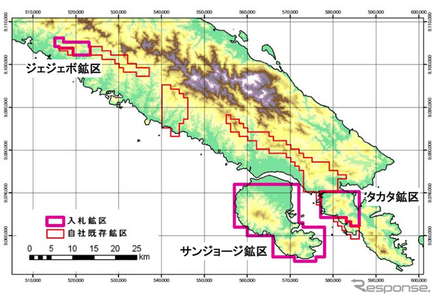 入札鉱区の位置図