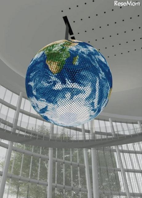 日本科学未来館、宇宙空間に浮かぶ地球を体感できる「つながりプロジェクト」 Geo-Cosmos CGイメージ