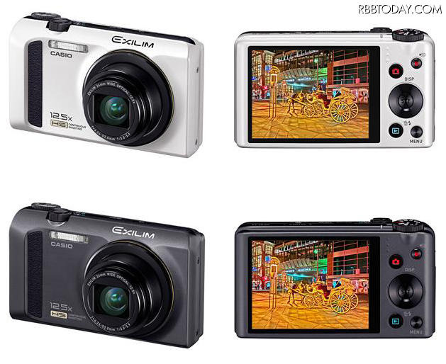 「EX-ZR100」の2色カラバリ（前面/背面） 「EX-ZR100」の2色カラバリ（前面/背面）