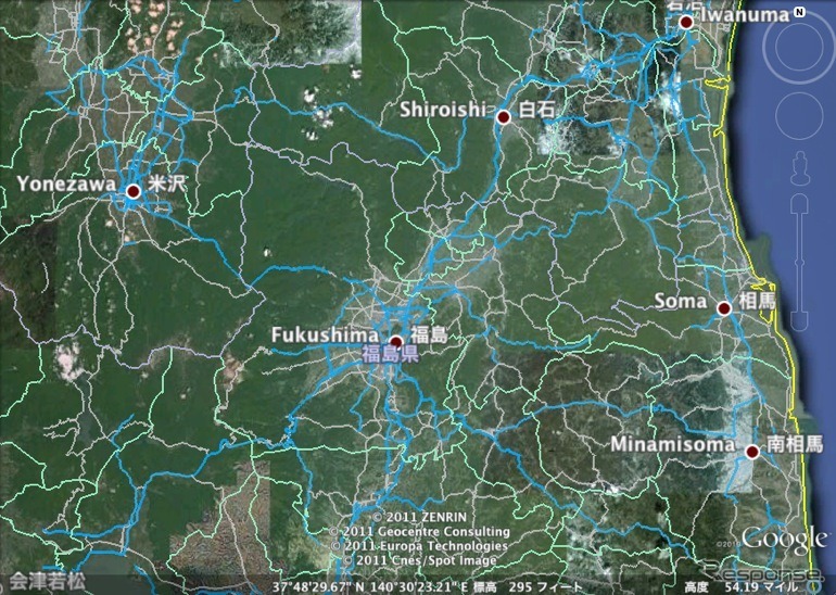 インターナビの通行実績情報を、通行可能な道路の参考情報としてGoogleEarth上に公開