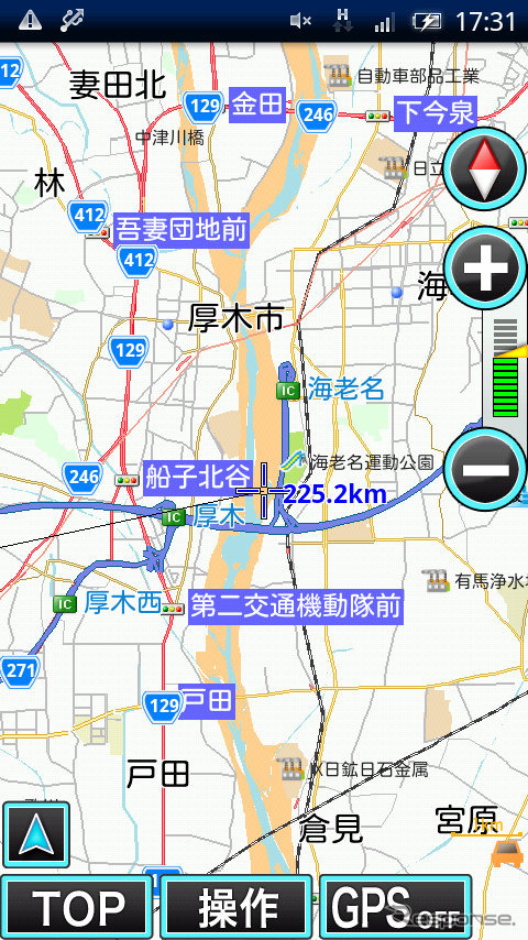 今年2月27日に開通した「首都圏中央連絡自動車道」の海老名JCT〜海老名の区間がすでに地図に表示されている