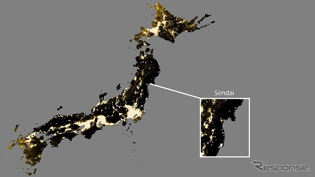 が宇宙から撮影した夜間の日本列島