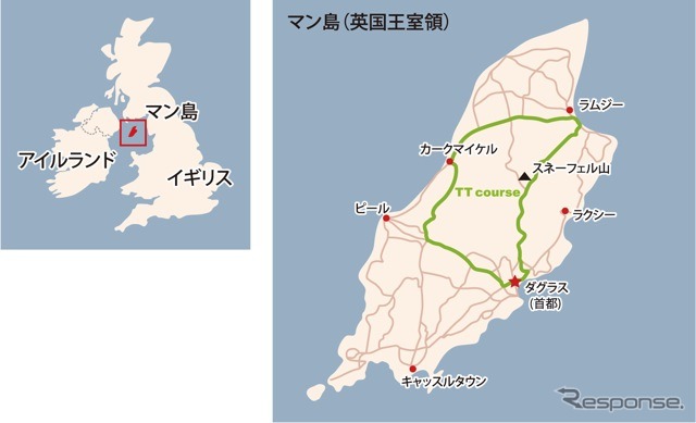 マン島TTレース 地図