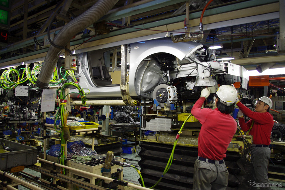 日産 追浜工場のリーフ生産ライン（参考画像）