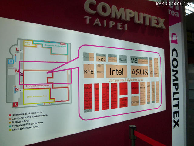 IntelとAsusの存在感が大きい場内マップ