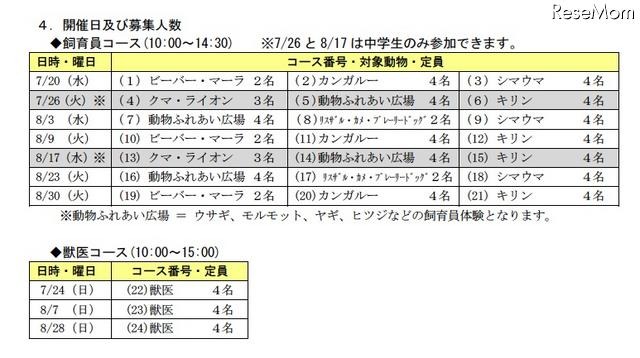 南海電鉄、飼育員や獣医の手伝い体験ができる「動物園サマースクール」 開催日および募集人数