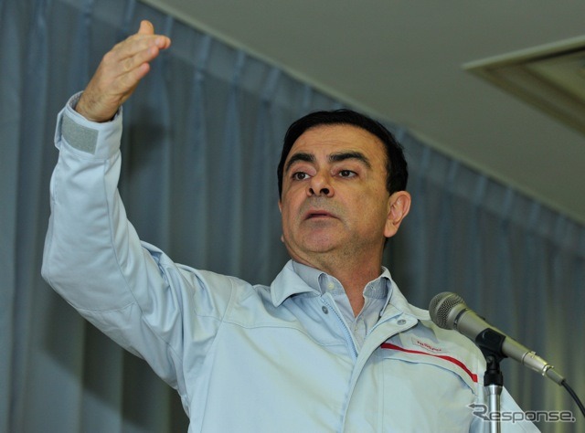 ゴーン社長（5月17日、いわき工場）