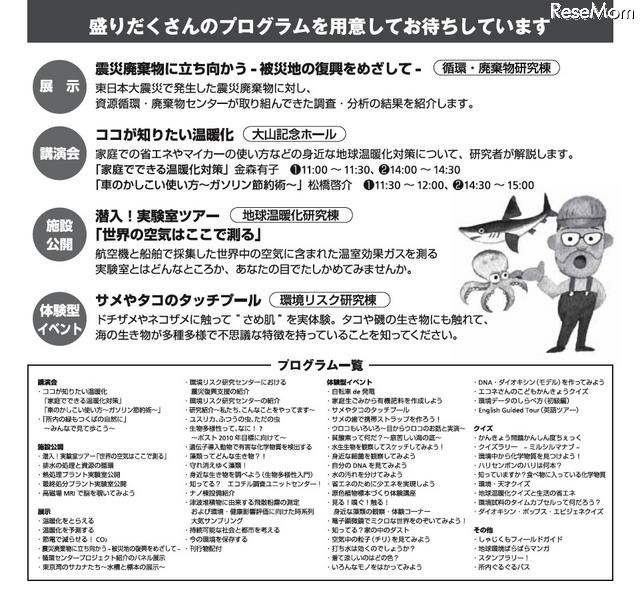 国立環境研究所、「夏の大公開〜しらべてみよう！ 地球のこと環境のこと」7/23 プログラム
