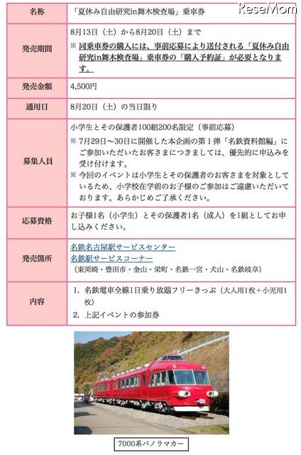 「夏休み自由研究in舞木検査場」乗車券