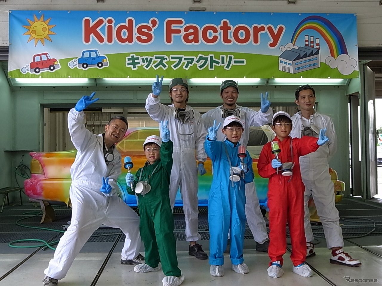 ホンダボディサービス栃木での塗装体験・工場見学のようす
