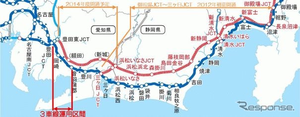 東名 音羽蒲郡IC～豊田JCTを3車線化へ