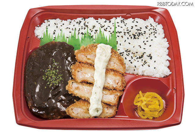 イカ墨入りハンバーグ＆エビカツ弁当