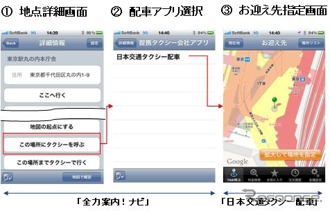 全力案内！ナビ、タクシー呼び出しサービス開始