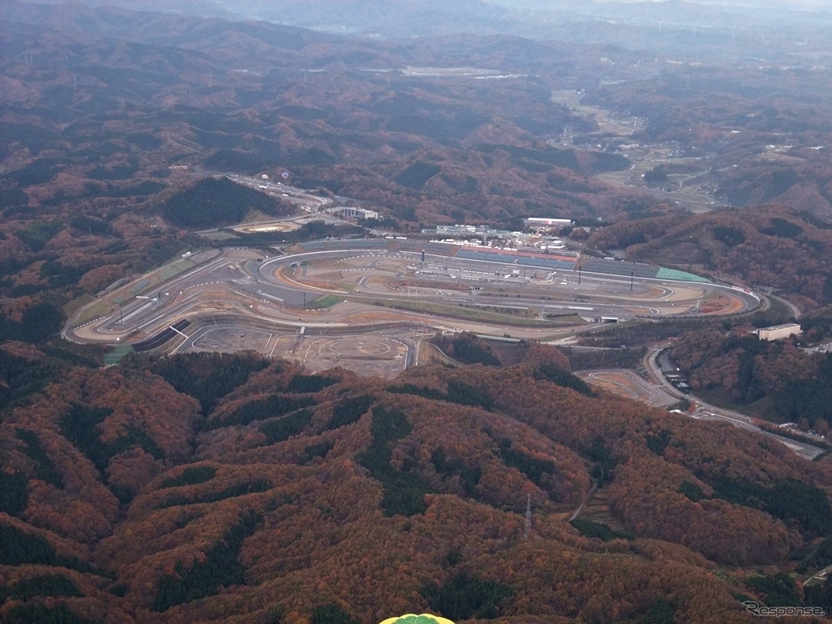ツインリンクもてぎ全体を上空から見渡す。