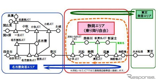 対象エリア。主要ICを記載、対象は地域内全IC。