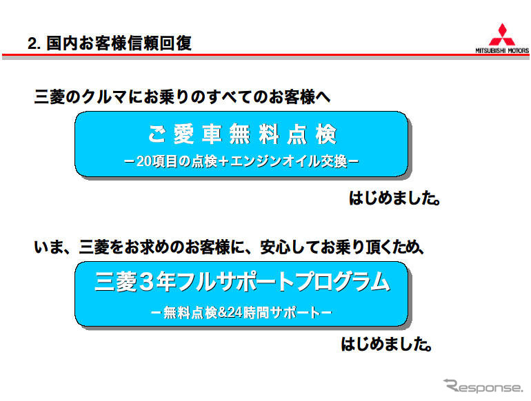 【三菱再建計画】信頼回復のためのフルサポートプログラム
