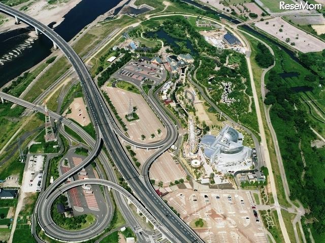 世界淡水魚園「オアシスパーク」の属する河川環境楽園航空写真