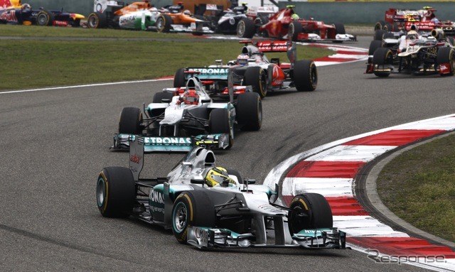 F1中国GP決勝（写真先頭がロズベルグ）