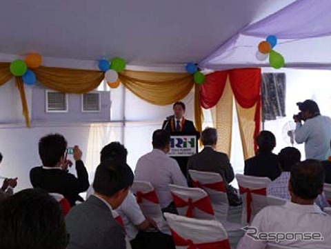 東海ゴム、インド新工場の起工式で挨拶する成瀬哲夫会長