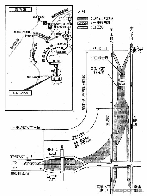 トンネルを水浸しにするため、首都高夜間通行止め