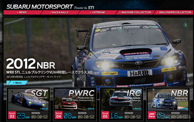リニューアルしたスバル モータースポーツのWEBサイト