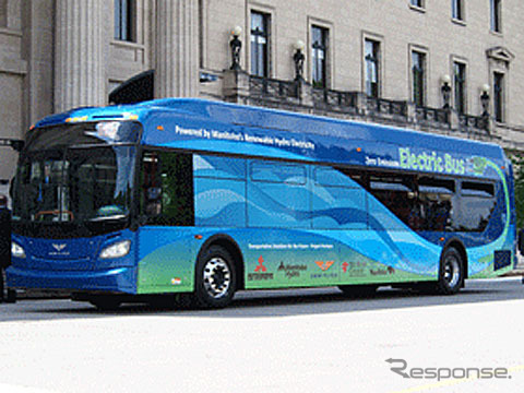 三菱重工業のリチウムイオン二次電池パックを搭載した電気バス