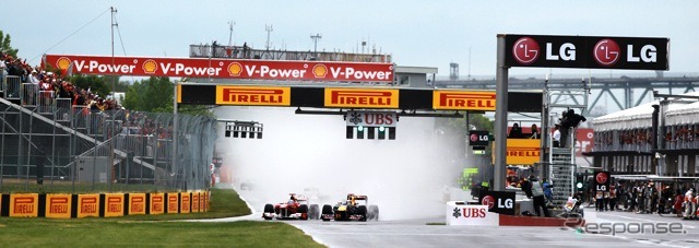 ベッテル（向かって右）とアロンソ（2011年 F1カナダGP）