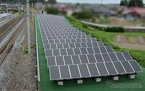 JR東日本の東北本線平泉駅東側に設置した太陽光発電