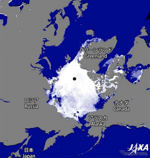 AMSR2による北極域の疑似カラー合成画像