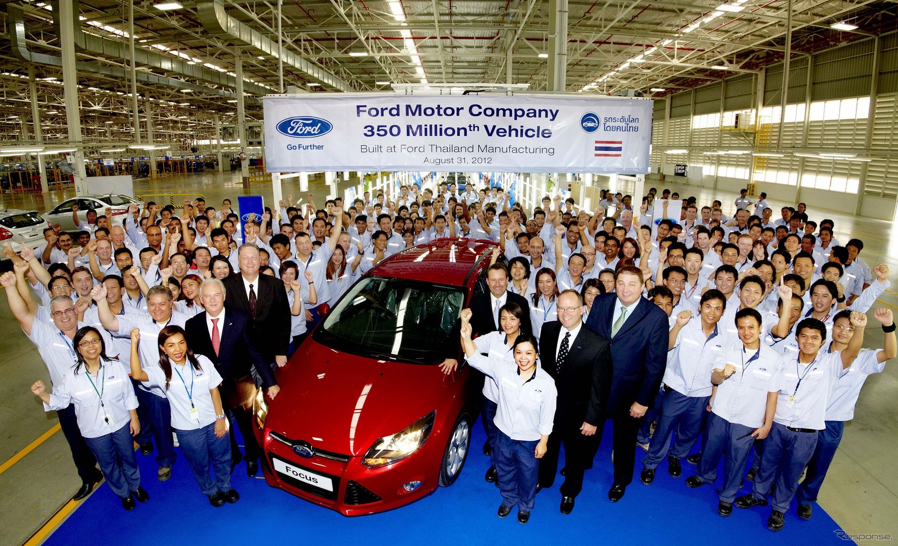 8月31日、タイ工場でフォードモーターの累計生産3億5000台目となった新型フォーカスがラインオフ