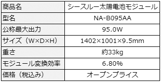 NA-B095AAの主な仕様