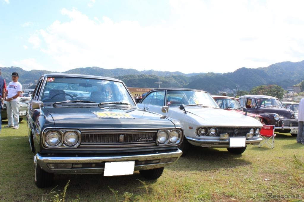 熱海HISTORICA G.P.開催熱海HISTORICA G.P.開催日産・セドリック（左）　マツダ・ルーチェロータリークーペ（右）